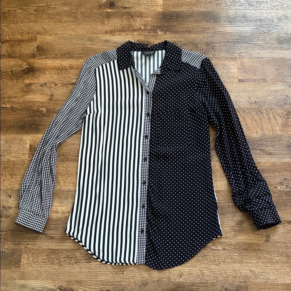 Topshop Black and White Contrast Shirt - Multi Pattern